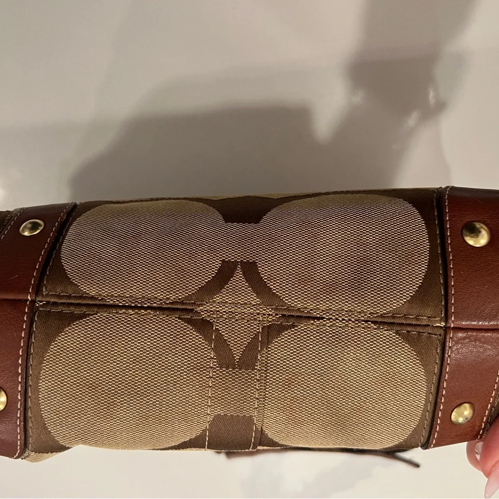 Coach Monogram W Brown Leather Accent Vintage - Picture 5 of 11